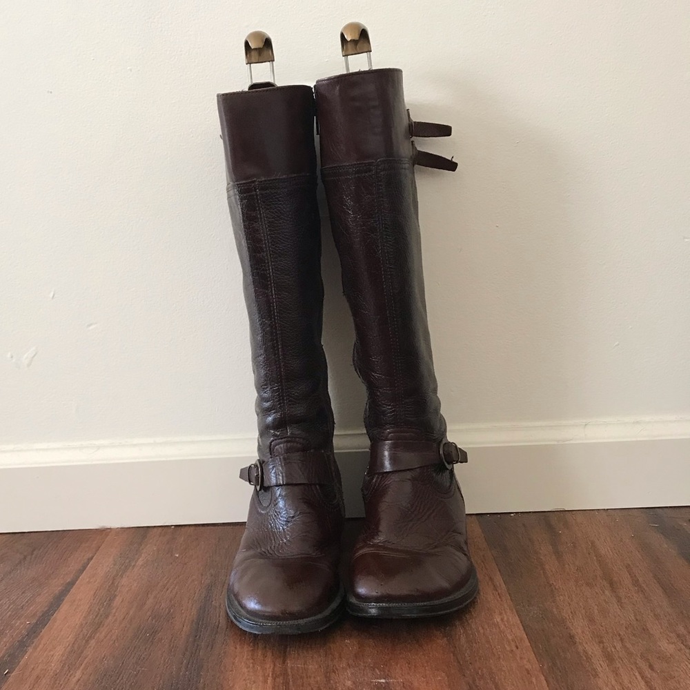 Also knee high leather boots